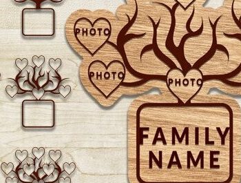 Intra απο ξύλο plywood 3mm-4mm πάχος - Οικογενειακό Δέντρο Laser Cut  Δίασταση 20x20 cm INTRAFABR-35351455 - Image 1