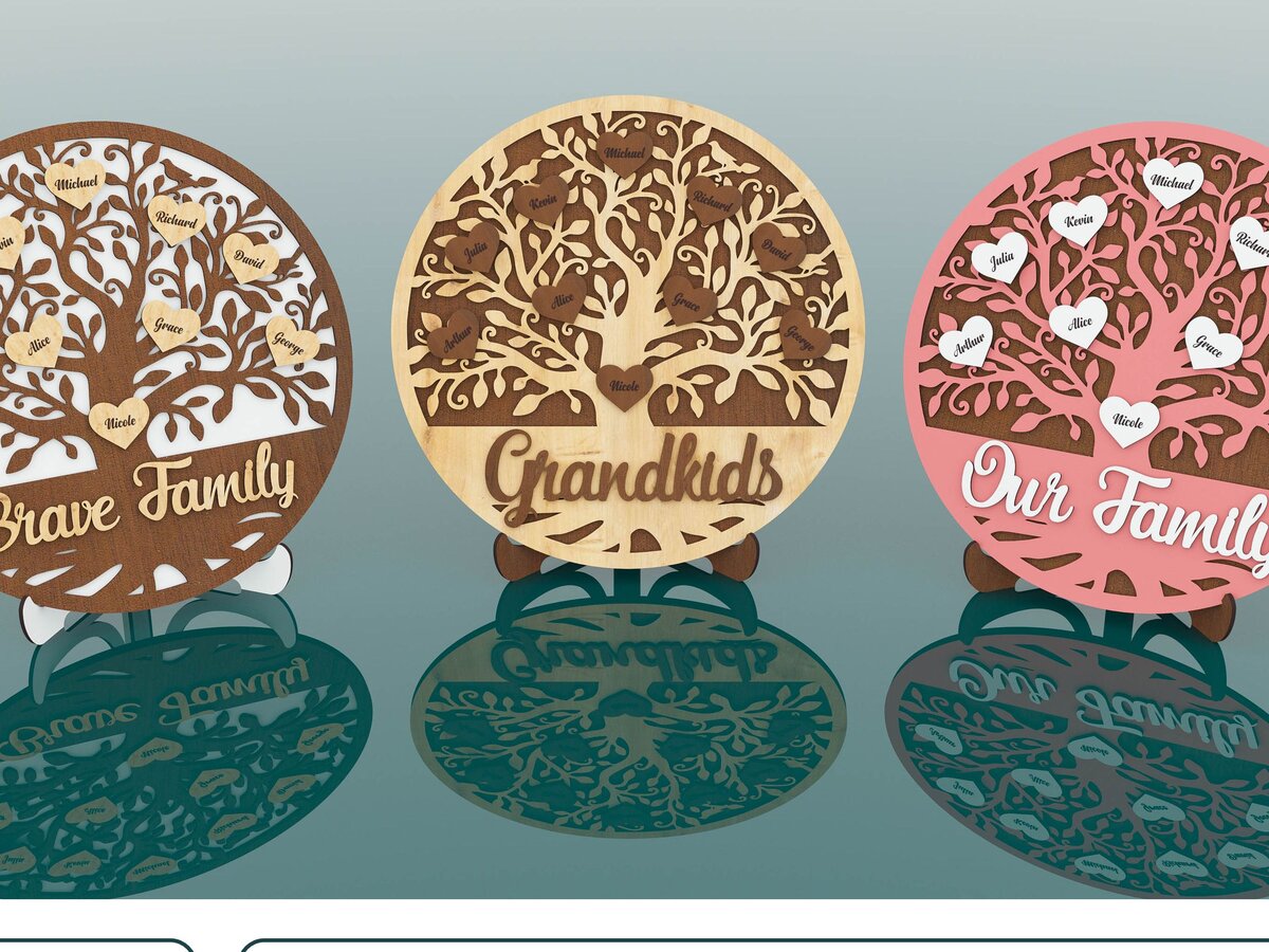 Intra απο ξύλο plywood 3mm-4mm πάχος - Αρχεία  Cut Laser Family Tree Δίασταση 300x300 cm INTRAFABR-57354826