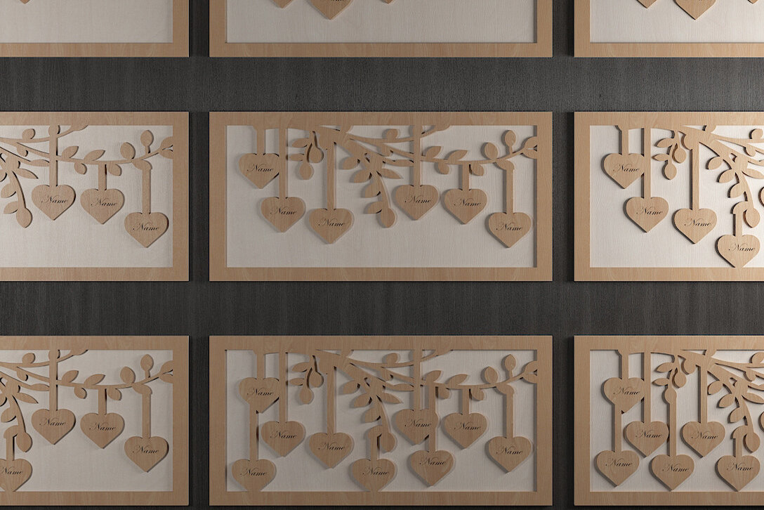 Intra απο ξύλο plywood 3mm-4mm πάχος - Family Tree File Laser Hanging Heart 308 Δίασταση 20x20 cm INTRAFABR-52679732