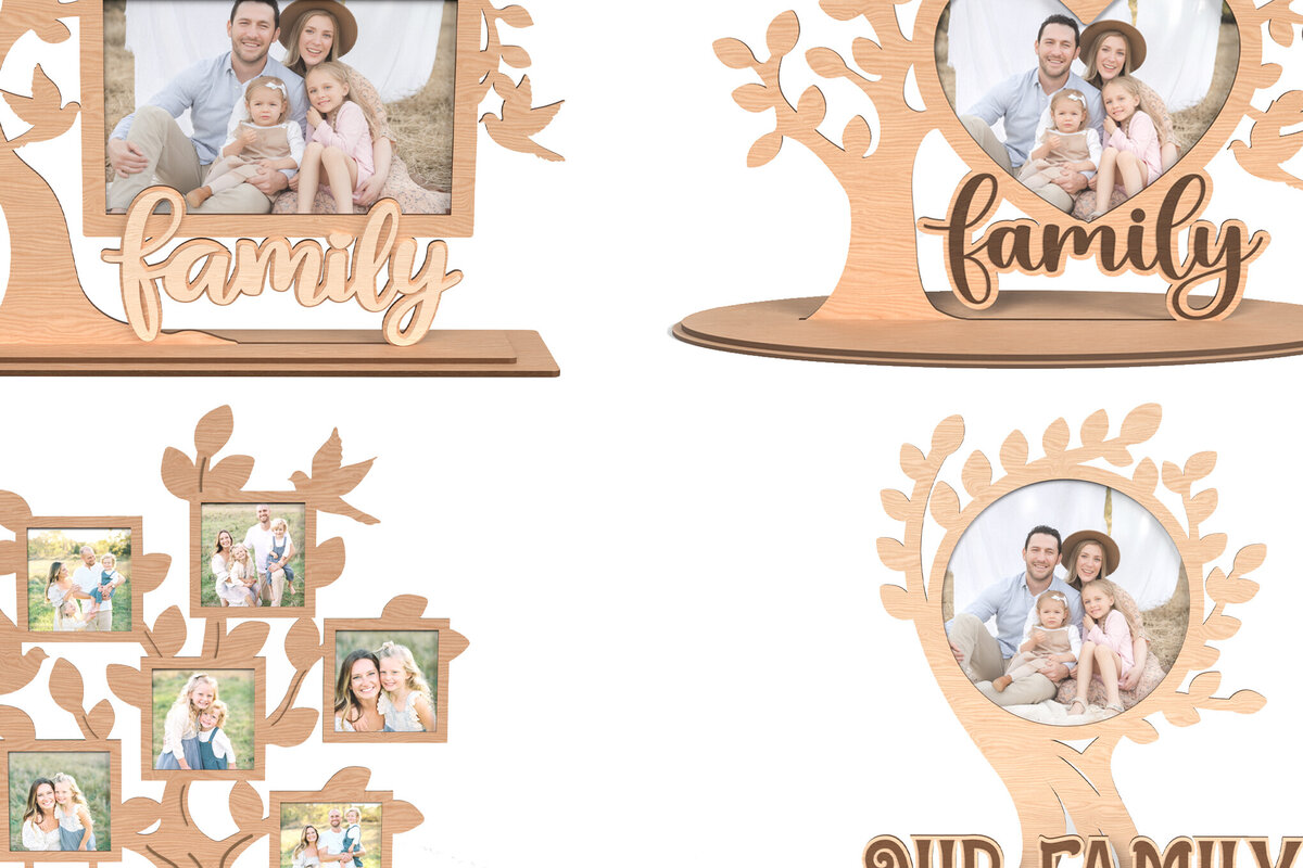 Intra απο ξύλο plywood 3mm-4mm πάχος - Πακέτο κορνίζας οικογενειακού δέντρου Δίασταση 20x25 cm INTRAFABR-117002461