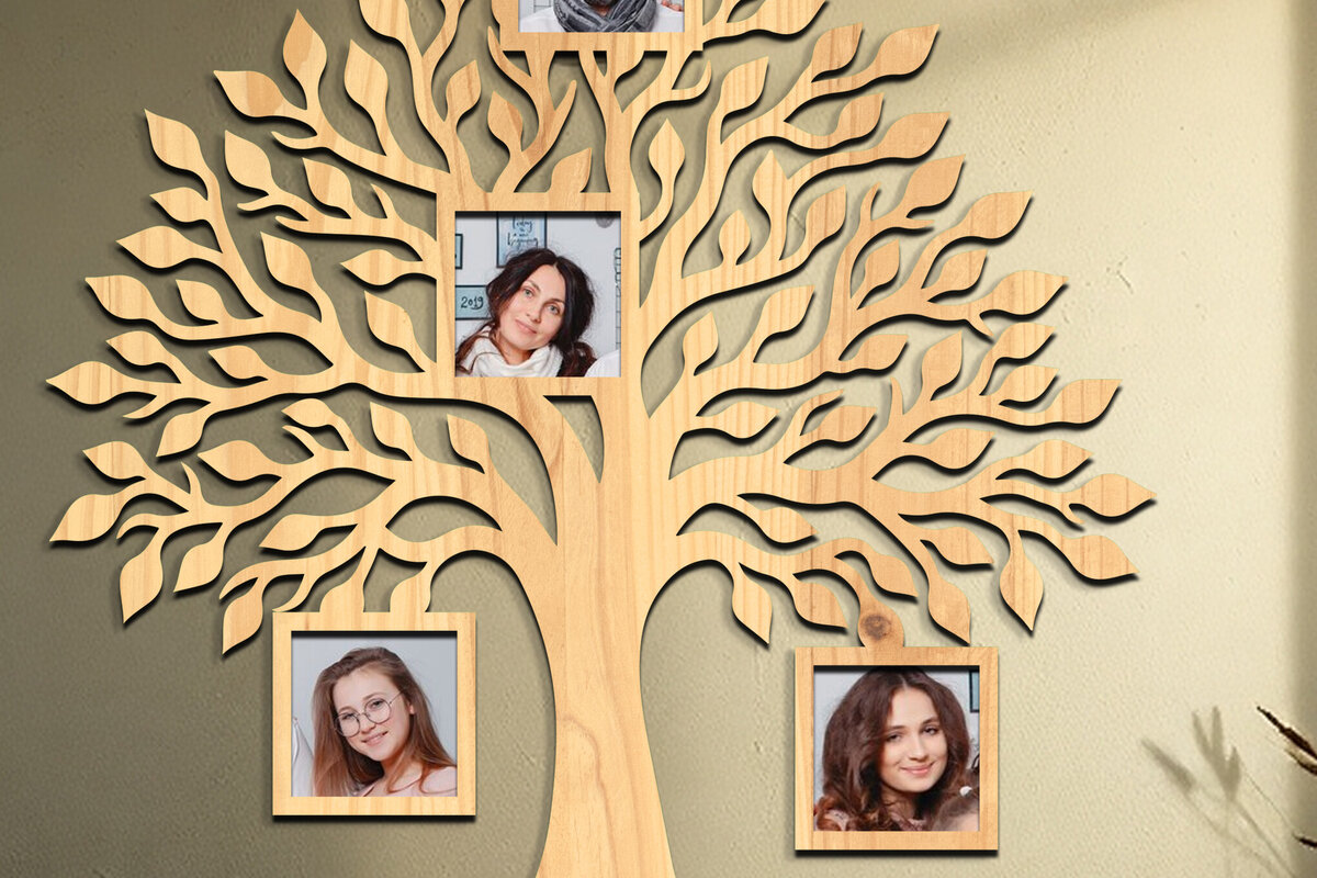 Intra απο ξύλο plywood 3mm-4mm πάχος - Οικογενειακό δέντρο Κορνίζα φωτογραφιών  Δίασταση 20x25 cm INTRAFABR-119465346