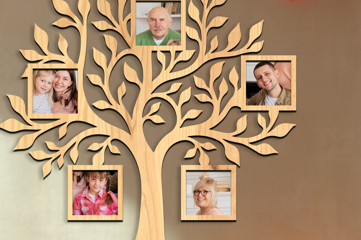 Intra απο ξύλο plywood 3mm-4mm πάχος - Οικογενειακό δέντρο Κορνίζα φωτογραφιών  Δίασταση 20x25 cm INTRAFABR-119465313
