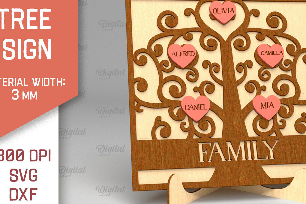 Intra απο ξύλο plywood 3mm-4mm πάχος - Σημάδι οικογενειακού δέντρου. 3D Laser Cut  Δίασταση 30x20 cm INTRAFABR-91118873