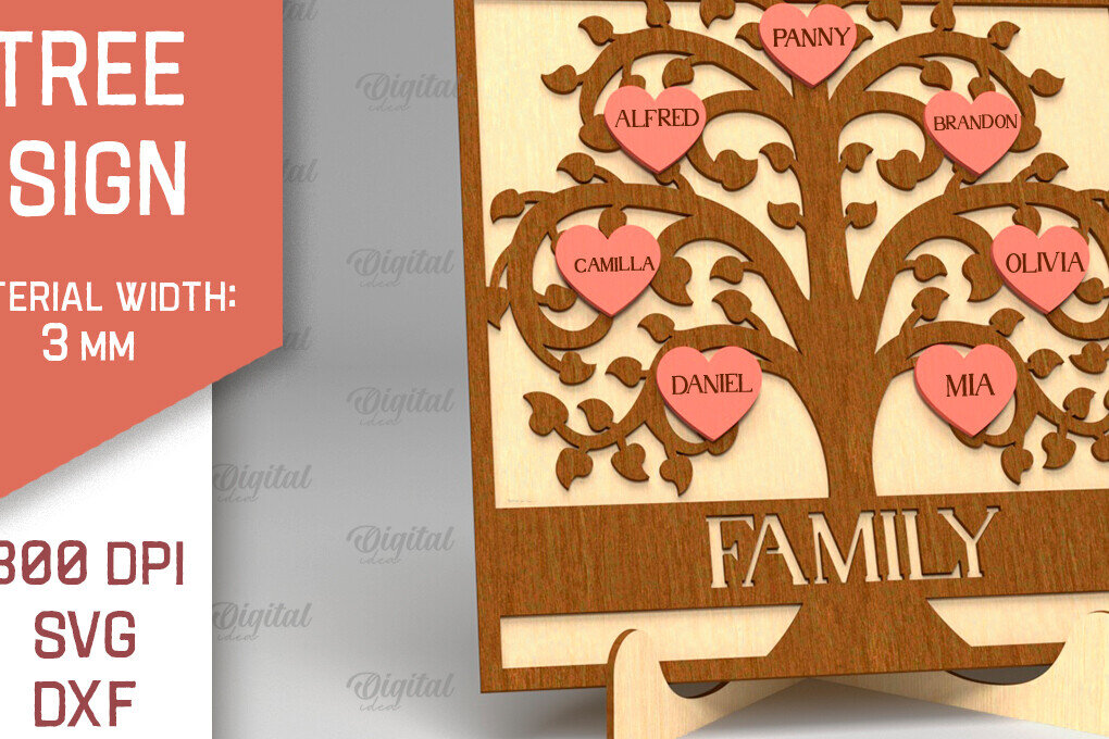 Intra απο ξύλο plywood 3mm-4mm πάχος - Σημάδι οικογενειακού δέντρου. 3D Laser Cut  Δίασταση 30x20 cm INTRAFABR-91118892