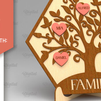 Intra απο ξύλο plywood 3mm-4mm πάχος - Σημάδι οικογενειακού δέντρου. 3D Laser Cut  Δίασταση 30x20 cm INTRAFABR-91118830 - Image 1