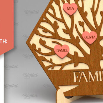 Intra απο ξύλο plywood 3mm-4mm πάχος - Σημάδι οικογενειακών δέντρων. Δέσμη κοπής με λέιζερ 3D Δίασταση 30x20 cm INTRAFABR-91121763 - Image 6