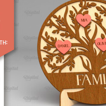 Intra απο ξύλο plywood 3mm-4mm πάχος - Σημάδι οικογενειακών δέντρων. Δέσμη κοπής με λέιζερ 3D Δίασταση 30x20 cm INTRAFABR-91121763 - Image 8