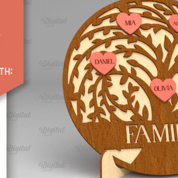 Intra απο ξύλο plywood 3mm-4mm πάχος - Σημάδι οικογενειακών δέντρων. Δέσμη κοπής με λέιζερ 3D Δίασταση 30x20 cm INTRAFABR-91121763 - Image 9