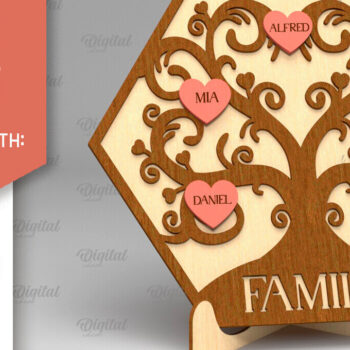 Intra απο ξύλο plywood 3mm-4mm πάχος - Σημάδι οικογενειακών δέντρων. Δέσμη κοπής με λέιζερ 3D Δίασταση 30x20 cm INTRAFABR-91121763 - Image 10