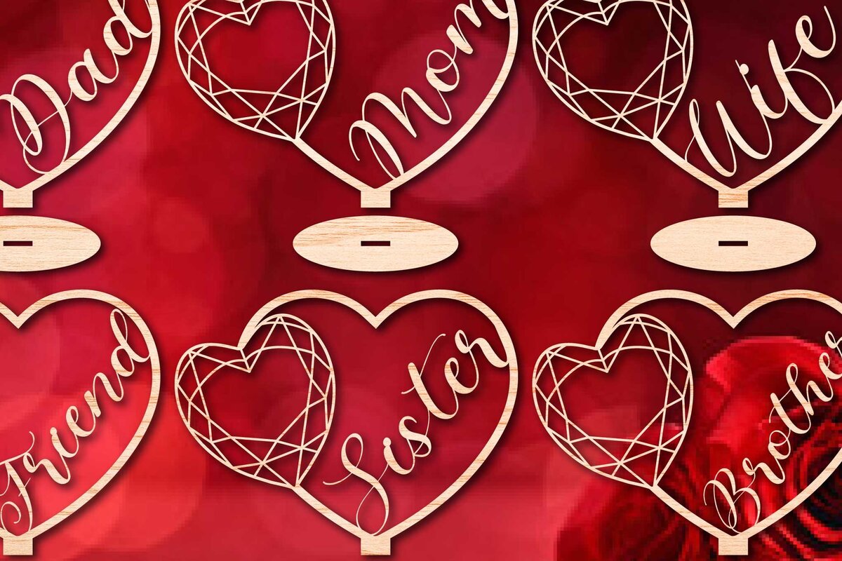 Intra απο ξύλο plywood 3mm-4mm πάχος - Πακέτο  Family Decorations Valentine Δίασταση 25x25 cm INTRAFABR-58103594