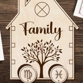 Intra απο ξύλο plywood 3mm-4mm πάχος - Οικογενειακά Zodiac Key Holders Cut Laser Δίασταση 4x4 cm INTRAFABR-93320023 - Image 1