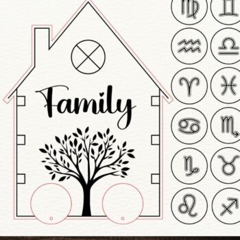 Intra απο ξύλο plywood 3mm-4mm πάχος - Οικογενειακά Zodiac Key Holders Cut Laser Δίασταση 4x4 cm INTRAFABR-93320023 - Image 2