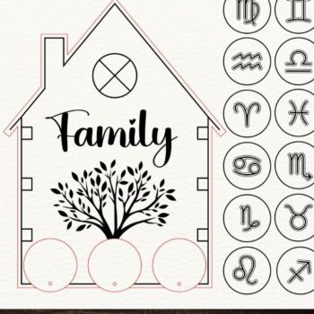 Intra απο ξύλο plywood 3mm-4mm πάχος - Οικογενειακά Zodiac Key Holders Cut Laser Δίασταση 4x4 cm INTRAFABR-93320023 - Image 3