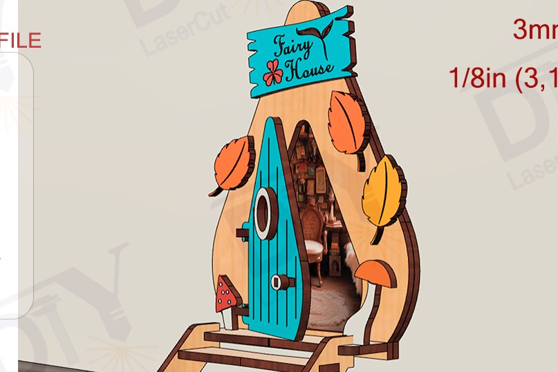 Intra απο ξύλο plywood 3mm-4mm πάχος -  κοπής με λέιζερ Fantasy Fairy Door  Δίασταση 20x25 cm INTRAFABR-109926885