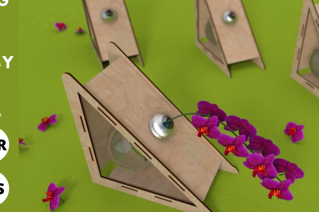 Intra απο ξύλο plywood 3mm-4mm πάχος -  Φαντασίας Γλάστρα |  Laser Cut Δίασταση 20x20 cm INTRAFABR-78956485