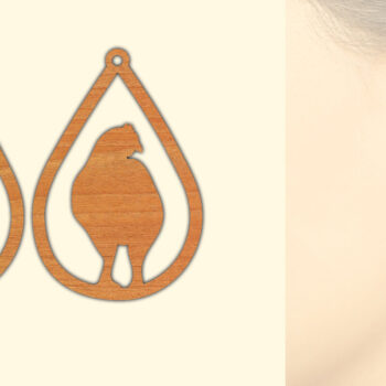 Intra απο ξύλο plywood 3mm-4mm πάχος - Ξύλινα σκουλαρίκια Farm Animal Chicken  Δίασταση 3x3 cm INTRAFABR-70640623 - Image 1