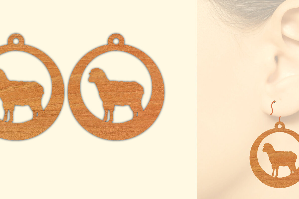 Intra απο ξύλο plywood 3mm-4mm πάχος - Ξύλινα σκουλαρίκια Farm Animal Κατσικίσια  Δίασταση 3x3 cm INTRAFABR-70643143