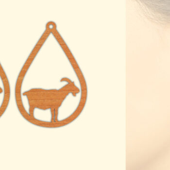 Intra απο ξύλο plywood 3mm-4mm πάχος - Ξύλινα σκουλαρίκια Farm Animal Κατσικίσια  Δίασταση 3x3 cm INTRAFABR-70641664 - Image 1