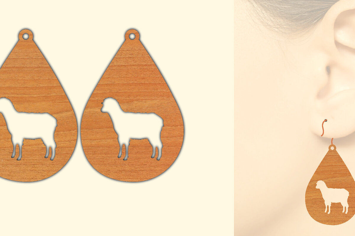 Intra απο ξύλο plywood 3mm-4mm πάχος - Ξύλινα σκουλαρίκια Farm Animal Goat  Δίασταση 3x3 cm INTRAFABR-70641423