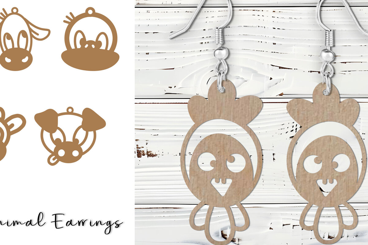 Intra απο ξύλο plywood 3mm-4mm πάχος - Σκουλαρίκια με λέιζερ Farm Animal  Files Δίασταση 900x900 cm INTRAFABR-118290580