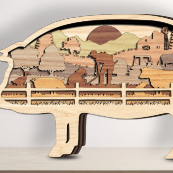 Intra απο ξύλο plywood 3mm-4mm πάχος - Φάρμα Ζώο Layered Cut File-Break Jhon Δίασταση 20x20 cm INTRAFABR-93918058 - Image 1