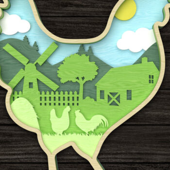 Intra απο ξύλο plywood 3mm-4mm πάχος - Πακέτο  με στρώσεις σκηνής ζώων φάρμας Δίασταση 30x20 cm INTRAFABR-113692055 - Image 2