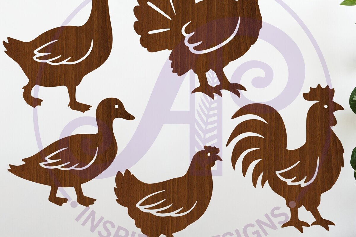 Intra απο ξύλο plywood 3mm-4mm πάχος - Farm Bird Silhouette Laser Cut Outs  Δίασταση 30x20 cm INTRAFABR-124429457