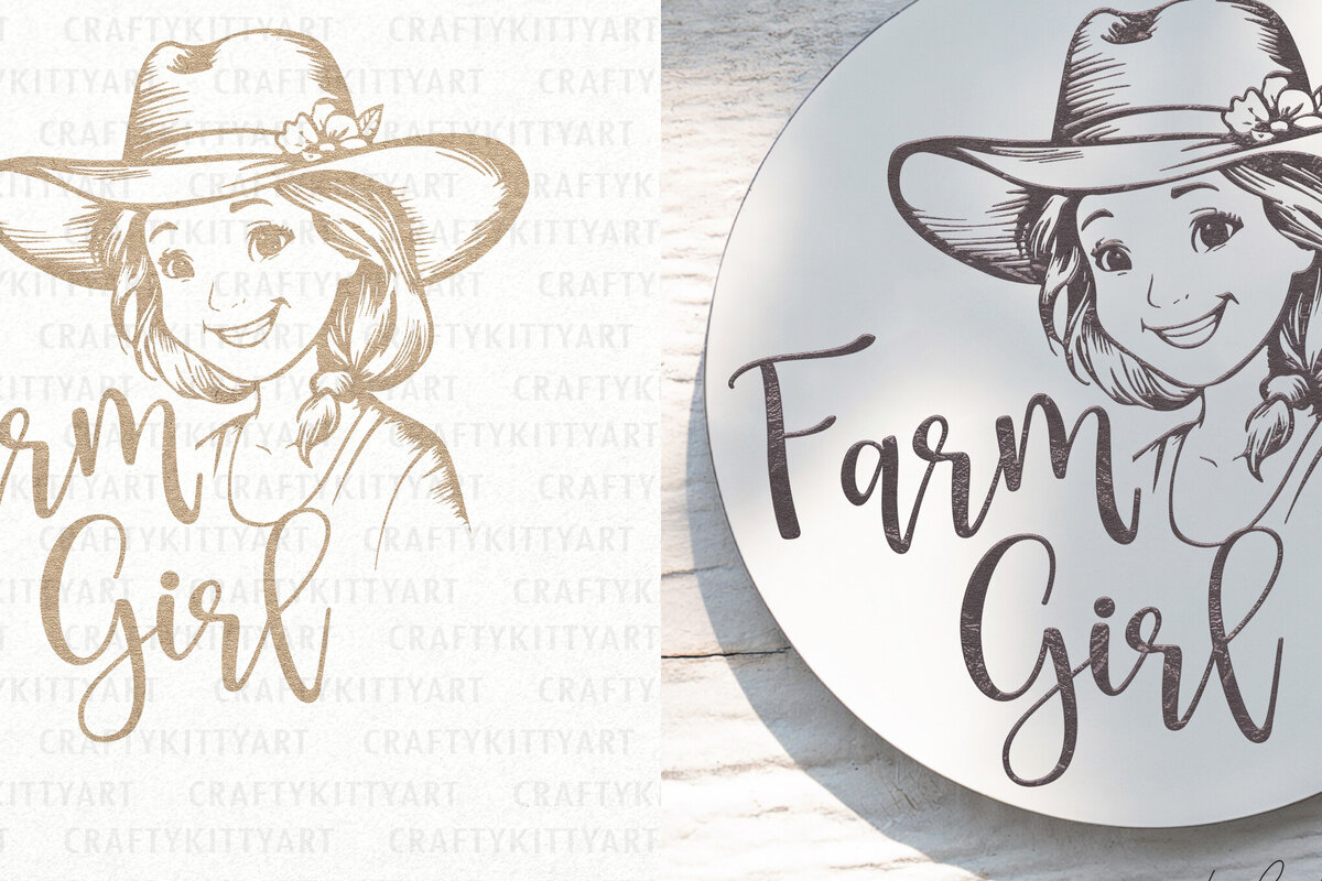 Intra απο ξύλο plywood 3mm-4mm πάχος - Farm Girl , Laser Engrave &amp; Cut Sign Δίασταση 30x20 cm INTRAFABR-122101108