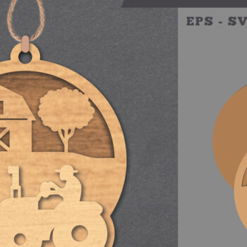 Intra απο ξύλο plywood 3mm-4mm πάχος - Στολίδι κοπής με λέιζερ Farm House  Δίασταση 6x6 cm INTRAFABR-112011560 - Image 1