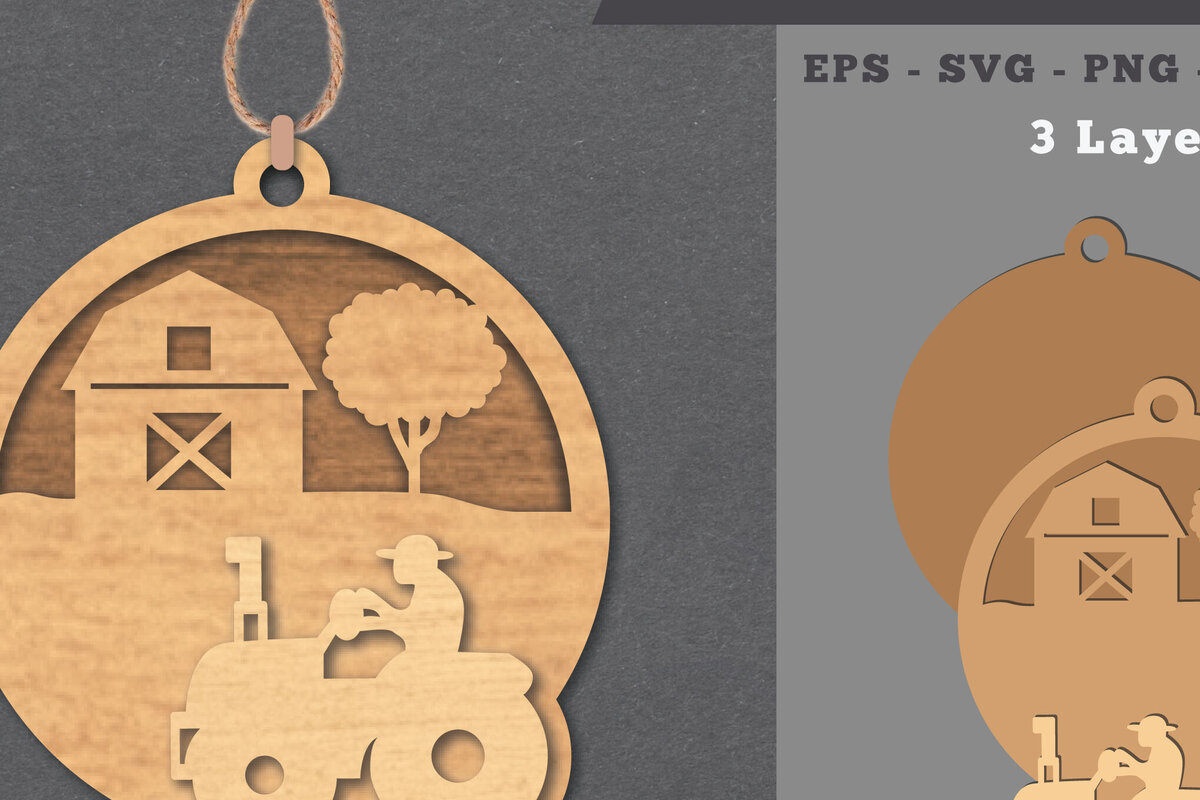 Intra απο ξύλο plywood 3mm-4mm πάχος - Στολίδι κοπής με λέιζερ Farm House  Δίασταση 6x6 cm INTRAFABR-112011560