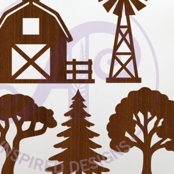 Intra απο ξύλο plywood 3mm-4mm πάχος - Farm Silhouette Cut Outs Laser Δίασταση 30x20 cm INTRAFABR-124429419 - Image 1