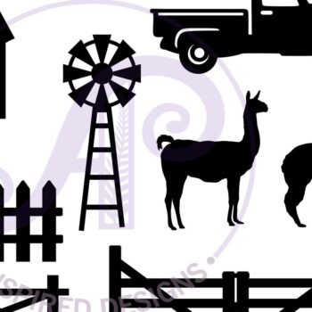 Intra απο ξύλο plywood 3mm-4mm πάχος - Αρχεία κομμένων  43 Farm Silhouette Shapes Δίασταση 30x20 cm INTRAFABR-70311734 - Image 4