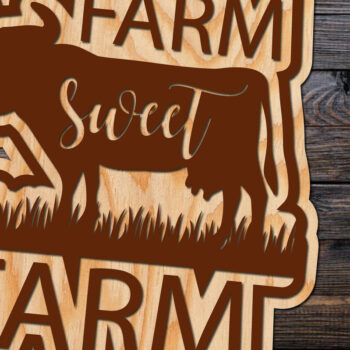 Intra απο ξύλο plywood 3mm-4mm πάχος - Πινακίδα πόρτας κομμένη με λέιζερ Farm Sweet Farm Δίασταση 30x20 cm INTRAFABR-67344990 - Image 1