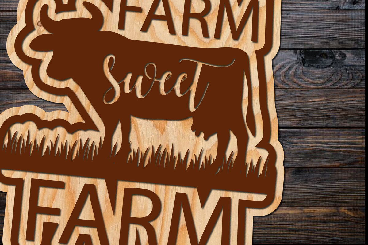 Intra απο ξύλο plywood 3mm-4mm πάχος - Πινακίδα πόρτας κομμένη με λέιζερ Farm Sweet Farm Δίασταση 30x20 cm INTRAFABR-67344990