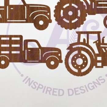 Intra απο ξύλο plywood 3mm-4mm πάχος - Εκτομές λέιζερ σιλουέτας αγροτικών οχημάτων Δίασταση 30x20 cm INTRAFABR-124429391 - Image 1