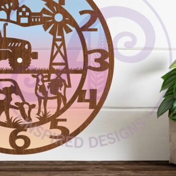 Intra απο ξύλο plywood 3mm-4mm πάχος - Φάρμα Ρολόι τοίχου με Laser Cut Files,  Δίασταση 30x20 cm INTRAFABR-86322344 - Image 2