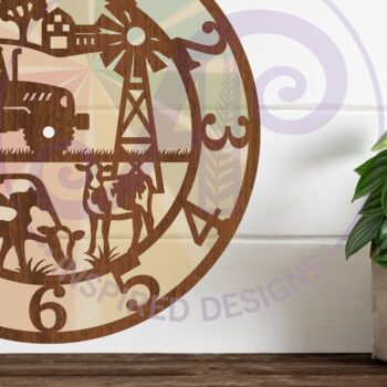 Intra απο ξύλο plywood 3mm-4mm πάχος - Φάρμα Ρολόι τοίχου με Laser Cut Files,  Δίασταση 30x20 cm INTRAFABR-86322344 - Image 3