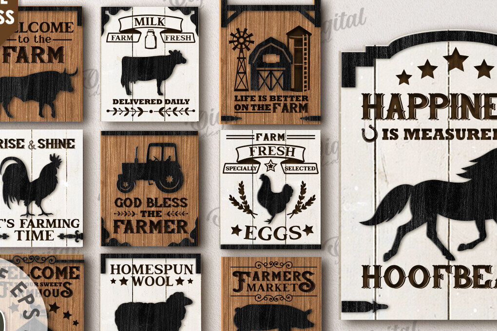 Intra απο ξύλο plywood 3mm-4mm πάχος - Farmer's Wall Decor Δέσμη κοπής με λέιζερ Δίασταση 30x20 cm INTRAFABR-117111734