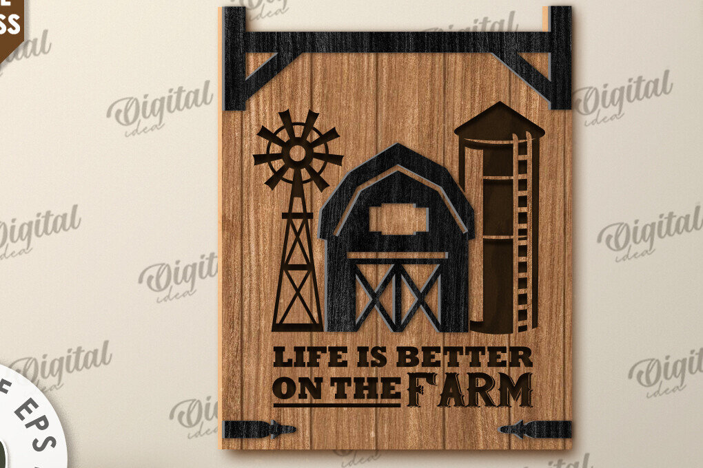Intra απο ξύλο plywood 3mm-4mm πάχος - Farmer's Wall Decor Cut Laser. Σημάδι σπιτιού Δίασταση 30x20 cm INTRAFABR-117109179