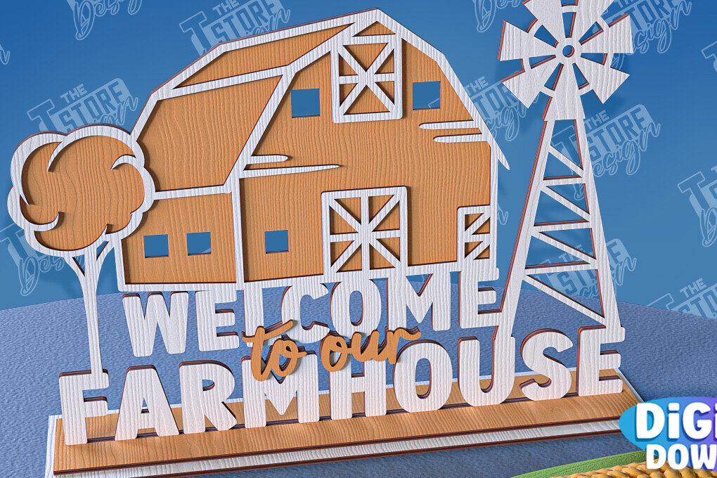 Intra απο ξύλο plywood 3mm-4mm πάχος - Αγρόκτημα 3D Standing Decor  Δίασταση 30x20 cm INTRAFABR-95655072