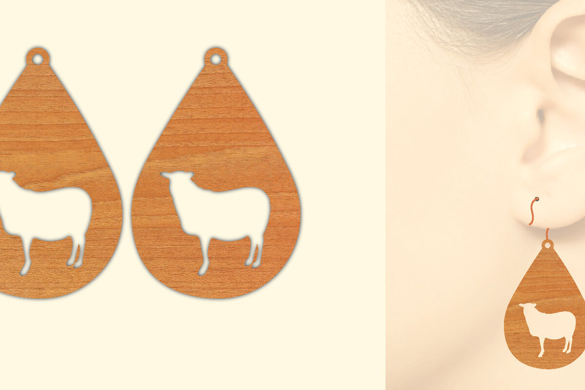 Intra απο ξύλο plywood 3mm-4mm πάχος - Ξύλινα σκουλαρίκια Farmhouse Animal Wood  Δίασταση 3x3 cm INTRAFABR-70641758