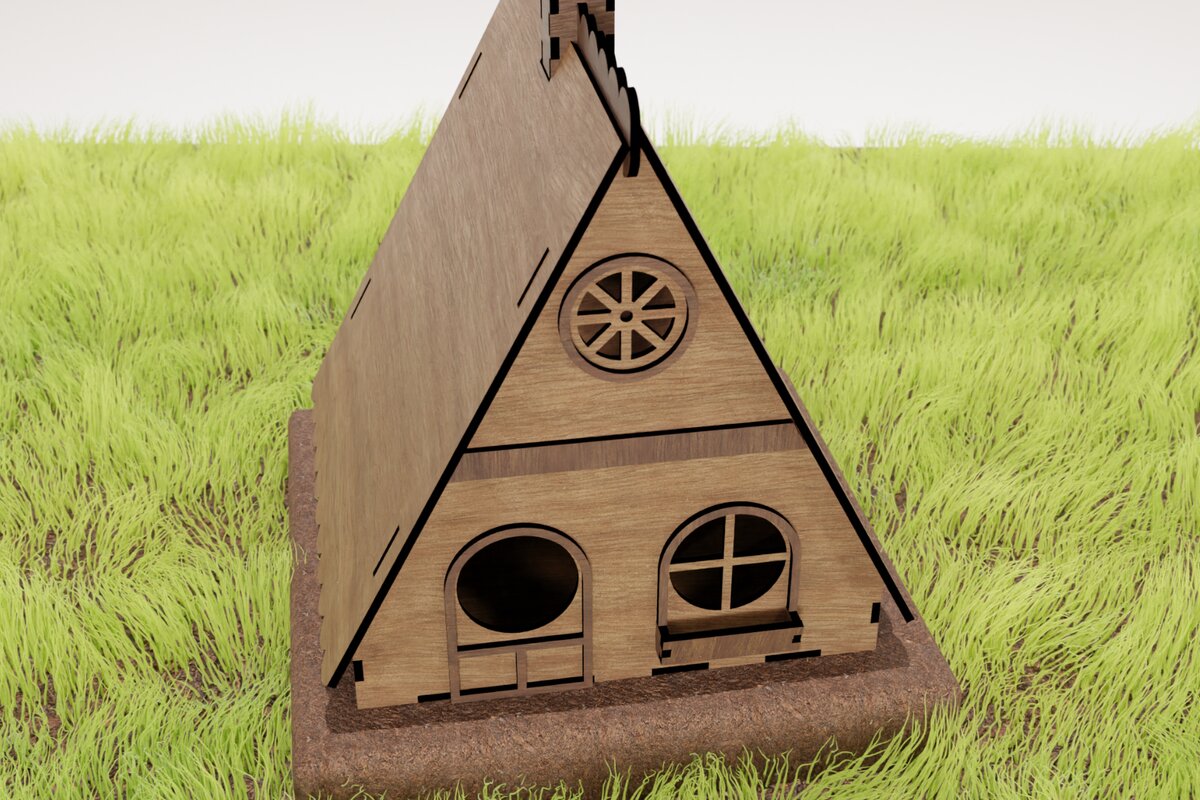 Intra απο ξύλο plywood 3mm-4mm πάχος -  με λέιζερ Farmhouse Birdhouse  Δίασταση 125x125 cm INTRAFABR-104484997