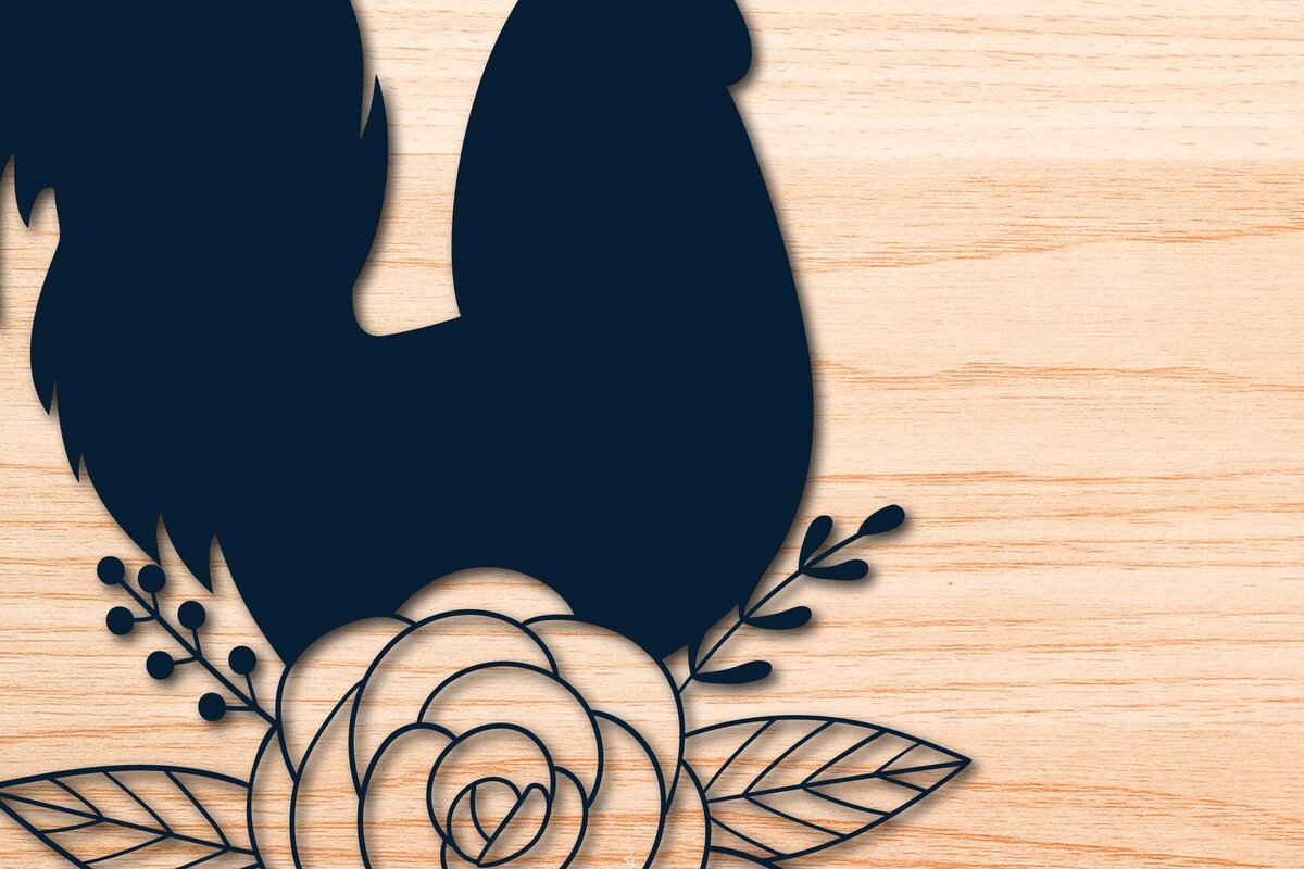 Intra απο ξύλο plywood 3mm-4mm πάχος - Farmhouse Floral Chicken  κομμένο με λέιζερ Δίασταση 20x20 cm INTRAFABR-69107476