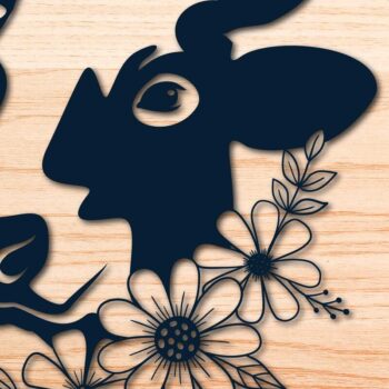 Intra απο ξύλο plywood 3mm-4mm πάχος - Farmhouse Floral Cow  κοπής με λέιζερ Δίασταση 20x20 cm INTRAFABR-69106347 - Image 1