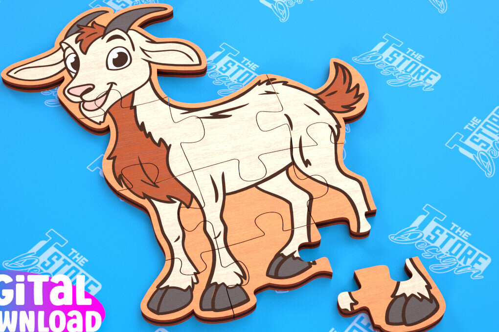 Intra απο ξύλο plywood 3mm-4mm πάχος - Παζλ Αγροικία | Παζλ σε σχήμα κατσίκας|CNC Δίασταση 30x20 cm INTRAFABR-103704029