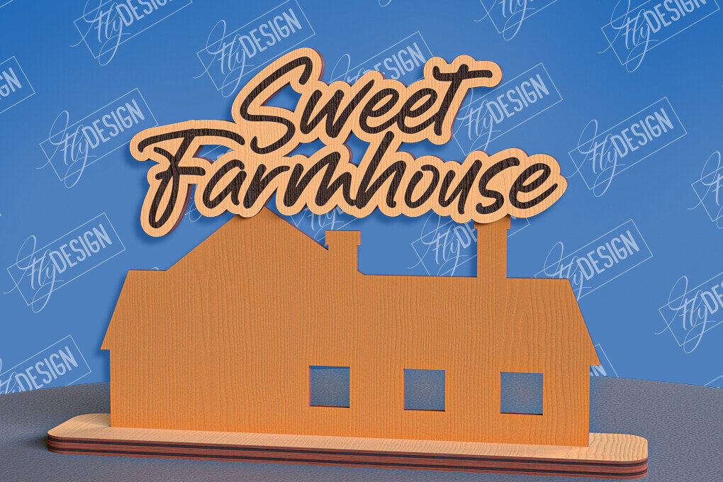 Intra απο ξύλο plywood 3mm-4mm πάχος - Σχέδιο κοπής με λέιζερ μόνιμης αγροικίας Δίασταση 30x20 cm INTRAFABR-96822040