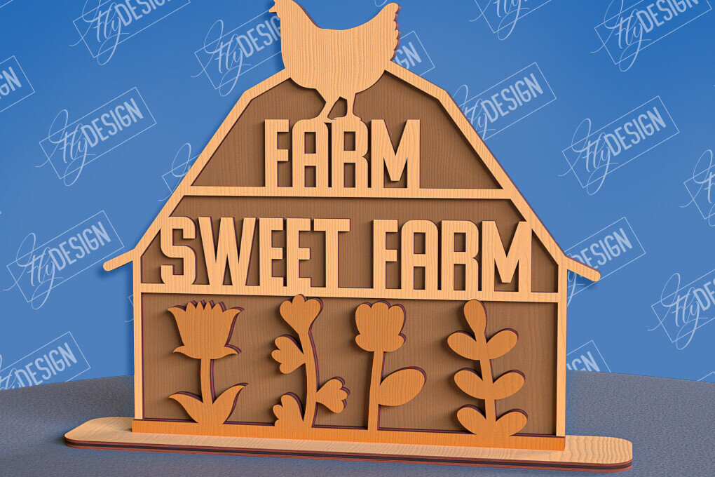 Intra απο ξύλο plywood 3mm-4mm πάχος - Σχέδιο κοπής με λέιζερ μόνιμης αγροικίας Δίασταση 30x20 cm INTRAFABR-96822036