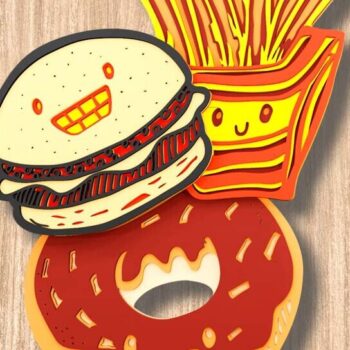 Intra απο ξύλο plywood 3mm-4mm πάχος - Αρχεία λέιζερ πολλαπλών επιπέδων Fast Food 3D  Δίασταση 4x8 cm INTRAFABR-109512131 - Image 2