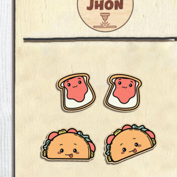 Intra απο ξύλο plywood 3mm-4mm πάχος - Πακέτο Σκουλαρίκια Fast Food Stud Δίασταση 3x3 cm INTRAFABR-97026009 - Image 2