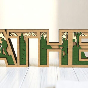 Intra απο ξύλο plywood 3mm-4mm πάχος - Father 3D Mountain Layered Δίασταση 30x20 cm INTRAFABR-121728750 - Image 1